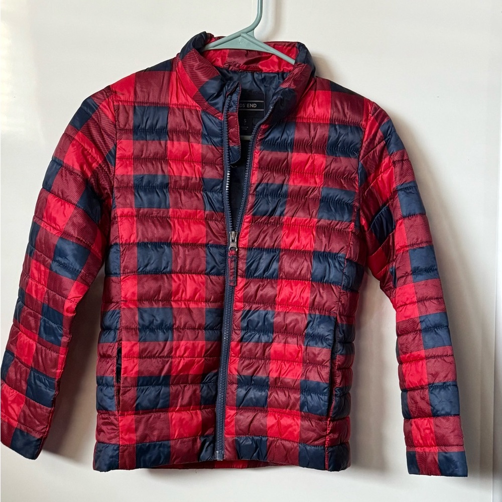 Lands' End Red and Blue Puffer Jacket